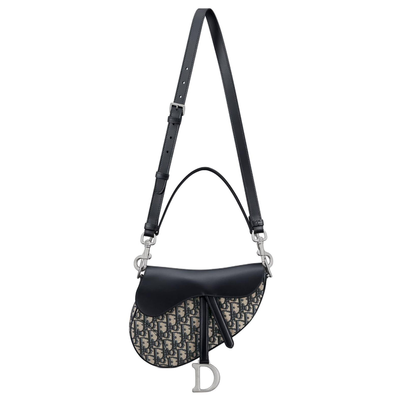 DIOR Oblique Printed Fabric With Smooth Cow Leather Saddle Bag, Shoulder Bag, Crossbody Bag, Handbag Women's Blue