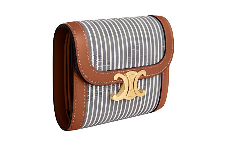 CELINE Fabric With Calfskin Wallet Trumpets Women's Marine Blue