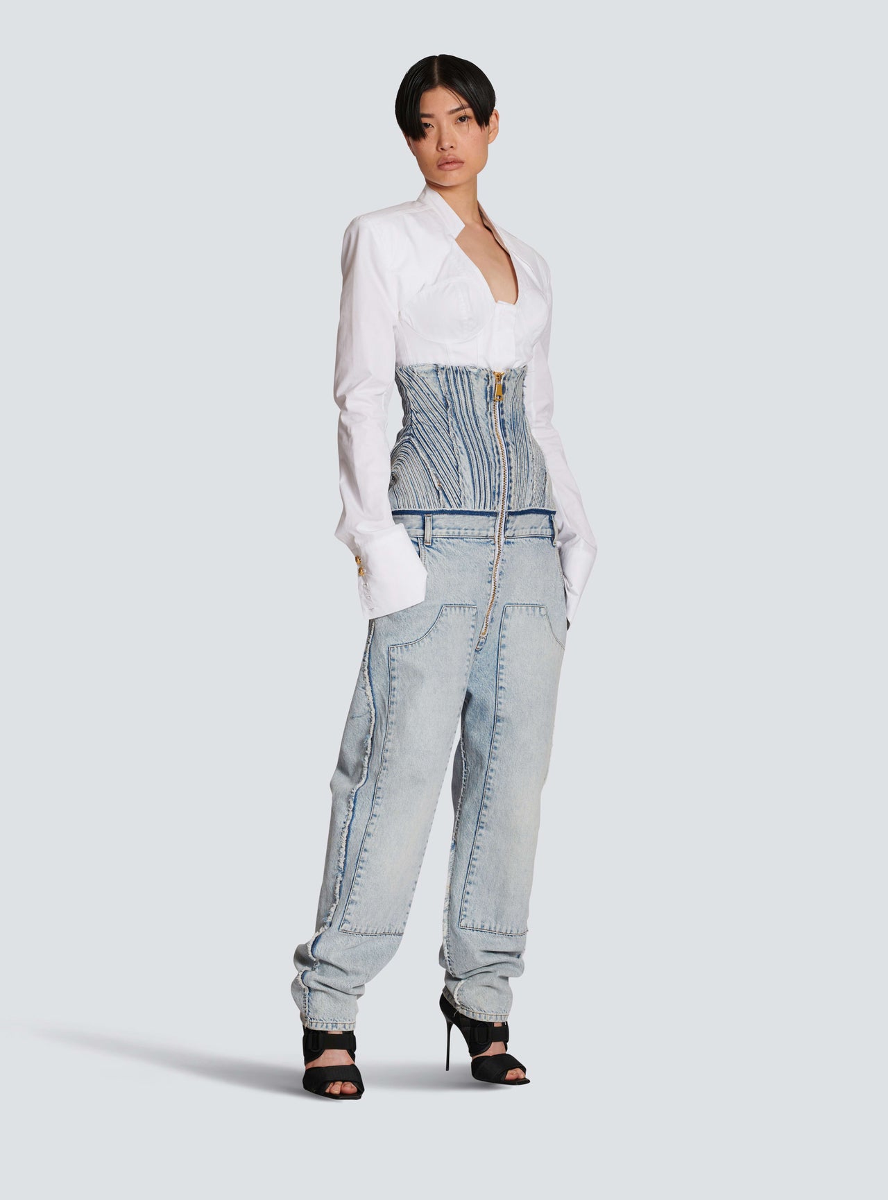 Balmain Women's Hw Vintage Blue Boyfriend Jeans