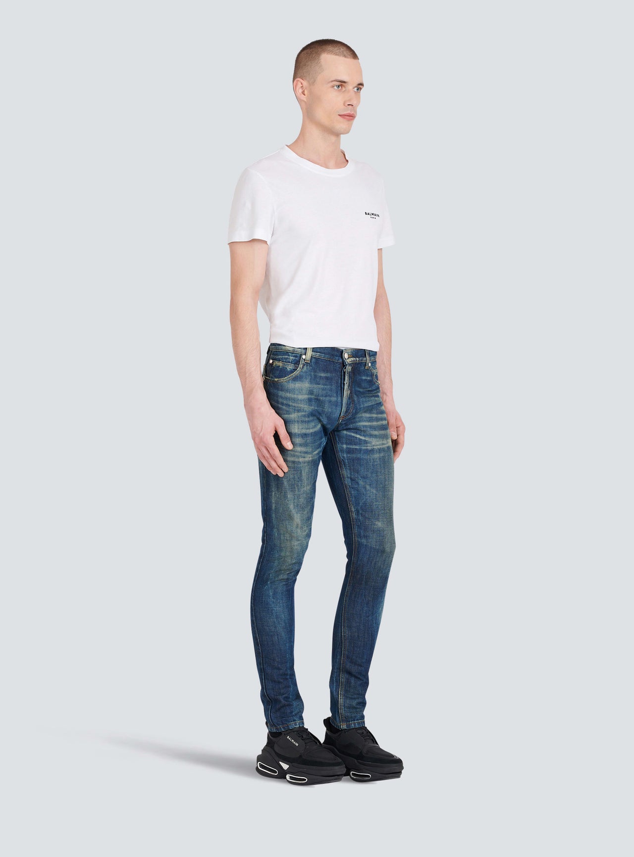Balmain Men's Slim Jeans - Blue Denim Stonewash