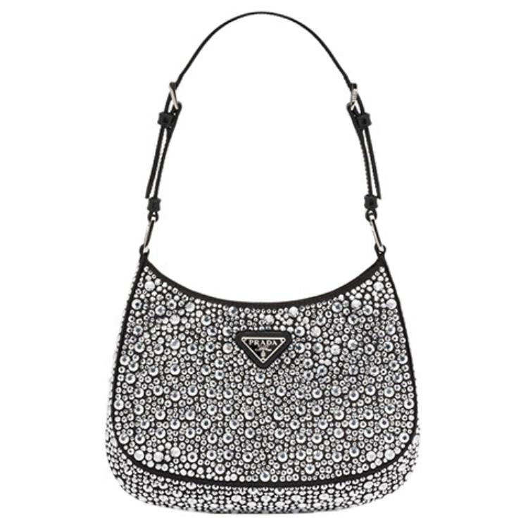 PRADA Cleo Satin Bag With Appliques Metal
