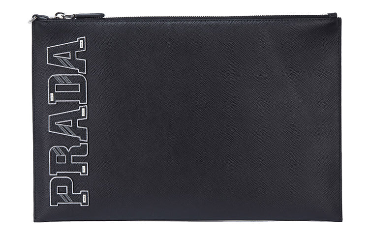 PRADA Cow Leather Clutch Regular Unisex Black