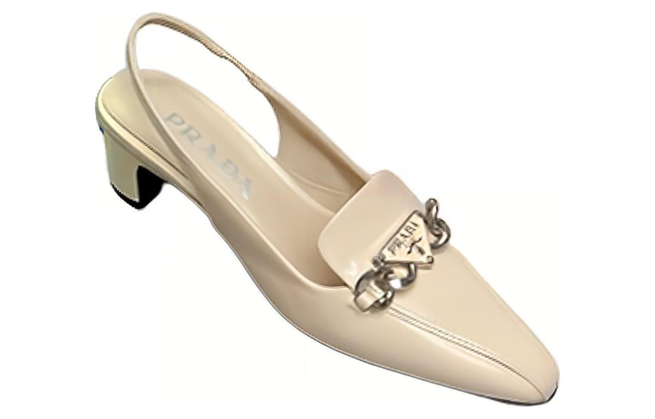 PRADA Chunky Heel High Heels 4.5cm Women's Beige