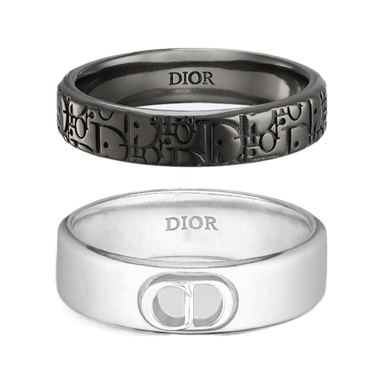 DIOR Sterling Silver Rings Men's Black/White