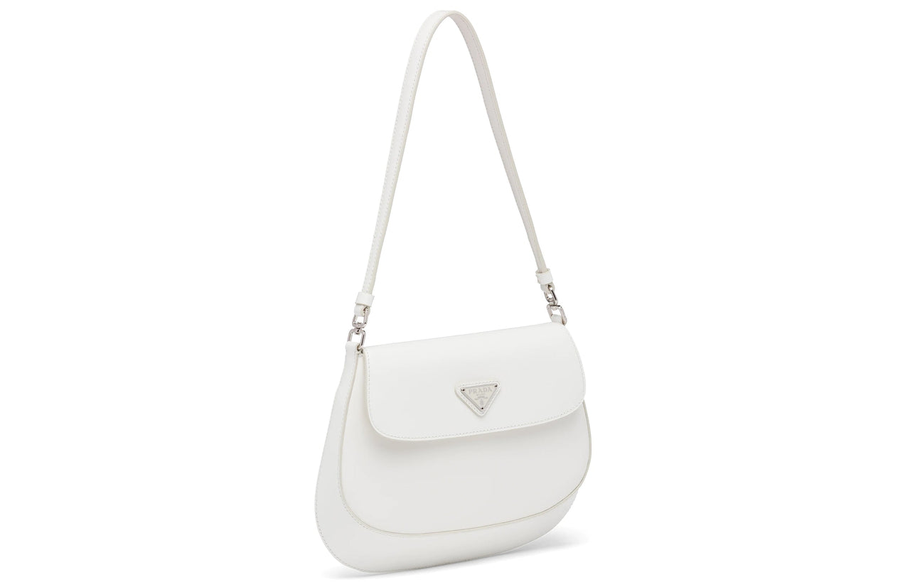 PRADA Cleo Leather Shoulder Bag Small Size Women's White