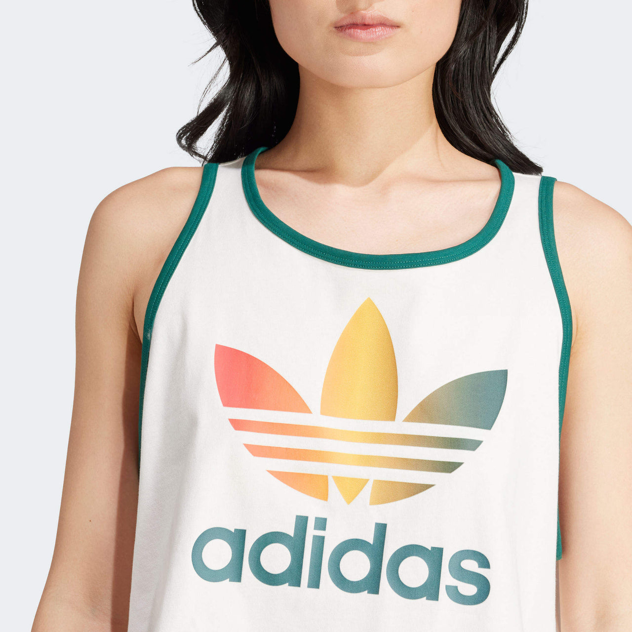 (WMNS) adidas Gradient Trefoil Cropped Tank Top 'White Green' IS0309