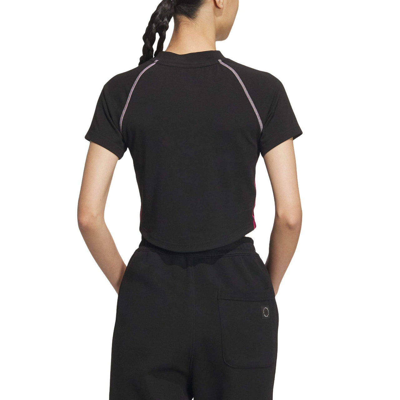 (WMNS) adidas Dance Crop T-Shirt Asia Sizing 'Black Pink' JJ1114