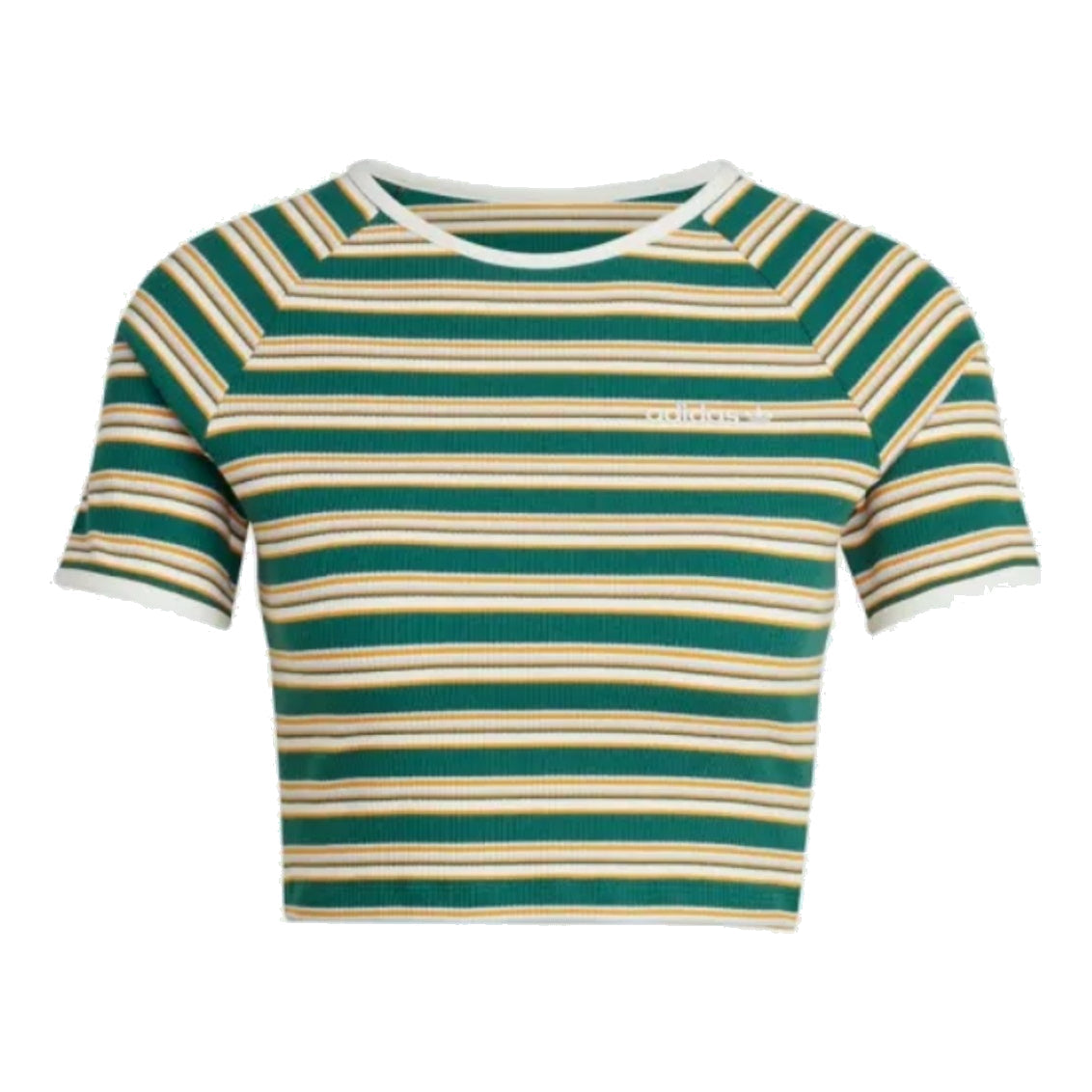 (WMNS) adidas Asia Sizing '80s Rib Stripe Baby T-Shirt 'Green Yellow' JC6166