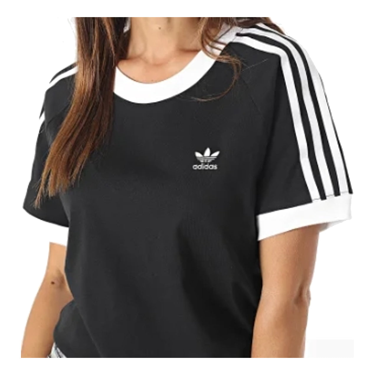 (WMNS) adidas Adicolor Classics Slim 3-Stripes T-Shirt Asia Sizing 'Black White' IK4051