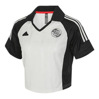 (WMNS) adidas Colorblock Letter Fashion Polo Shirt 'White Black' JC8641