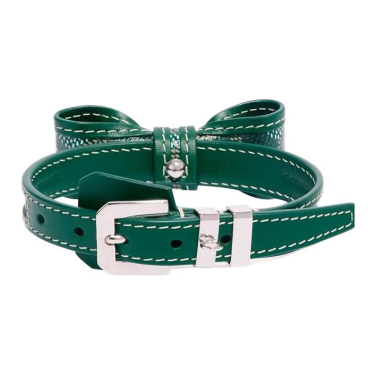 GOYARD OSCAR Goyardine Canvas With Clamecy Cow Leather Dog's Teeth Collar Bag Accessory Unisex Green