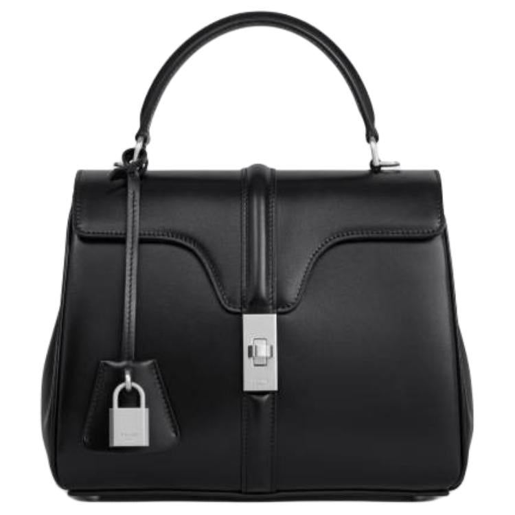 CELINE Calfskin Shoulder Bag, Crossbody Bag, Handbag Small Size Women's Black