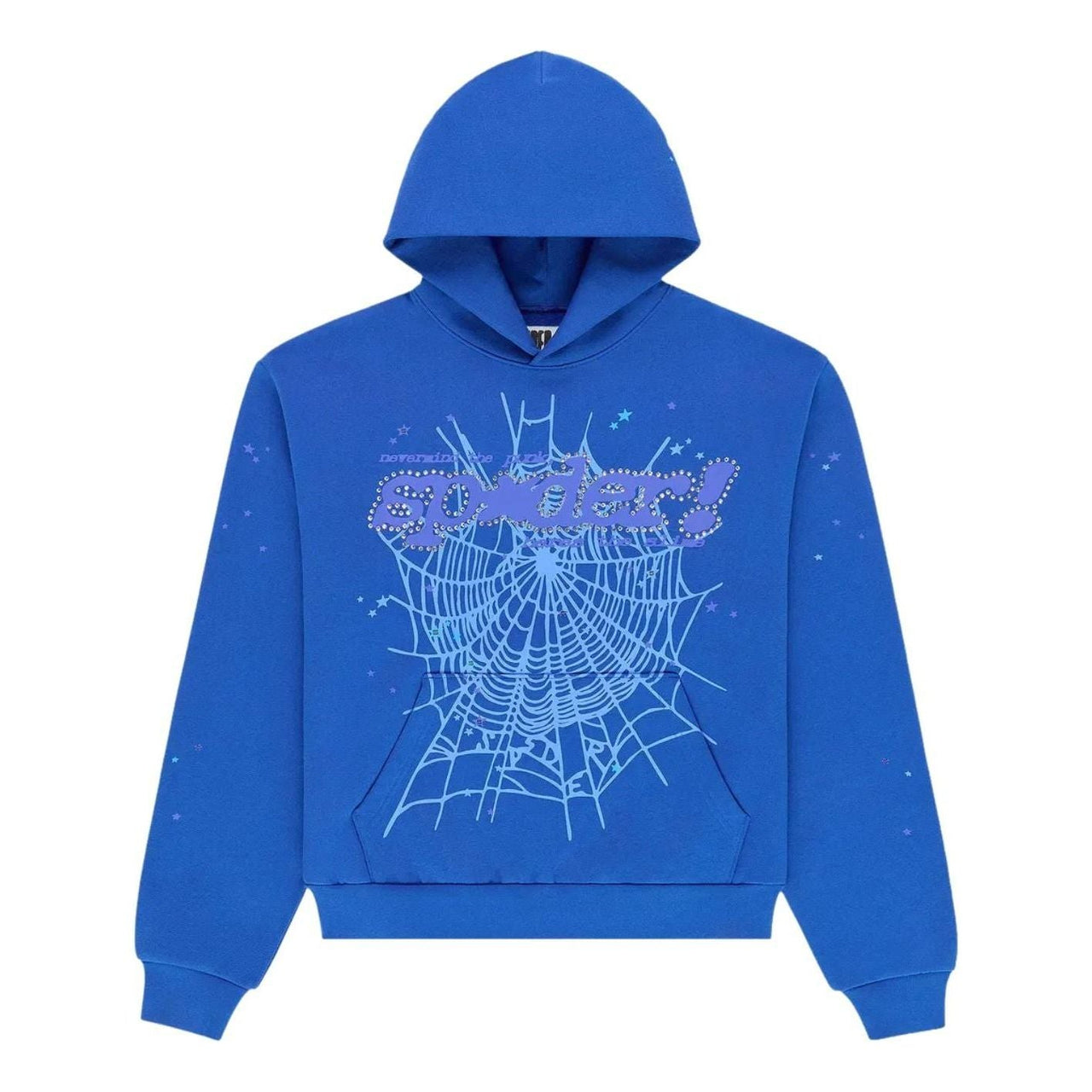 Sp5der Rhinestone Punk V2 Hoodie 'Blue' ST041SS26BLU