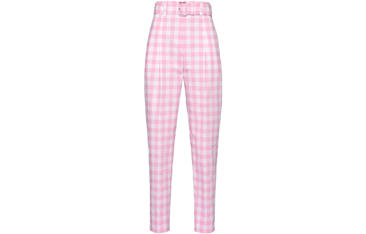 PRADA Checked Belted Trousers