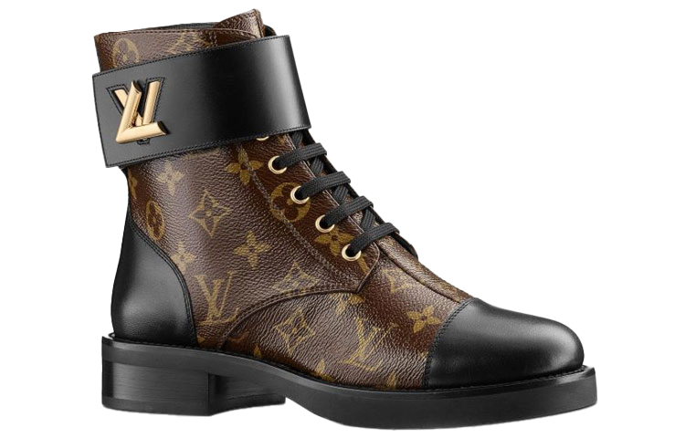 حذاء مارتن من قماش مونوغرام من LOUIS VUITTON Lv Wonderland بني للنساء