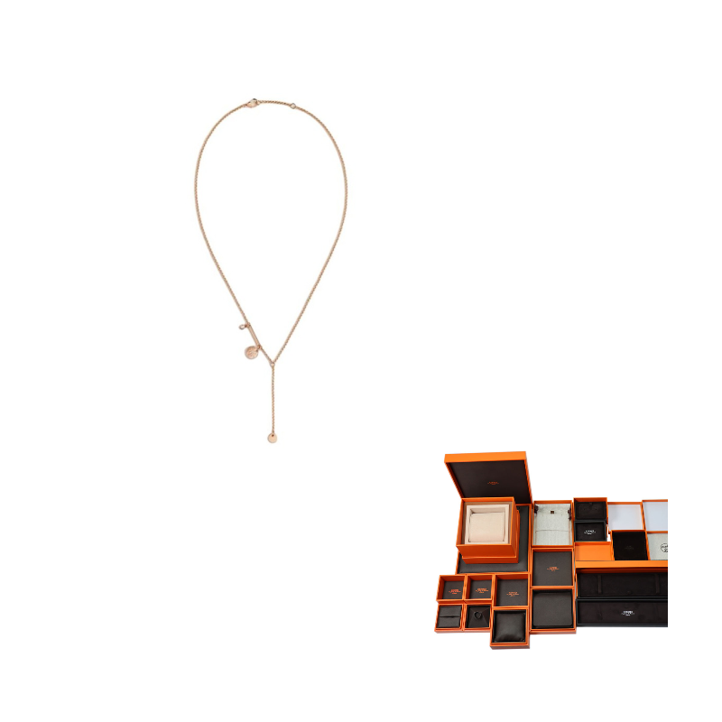 HERMES 18K Rose Gold Necklaces Women's Gold
