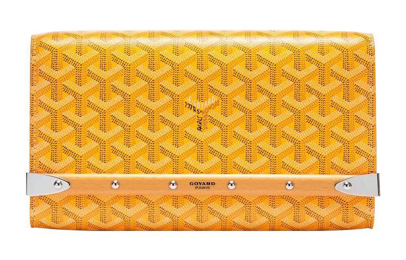 GOYARD MONTE-CARLO Canvas With Leather Clutches Crossbody Bags Small Size Women's Yellow