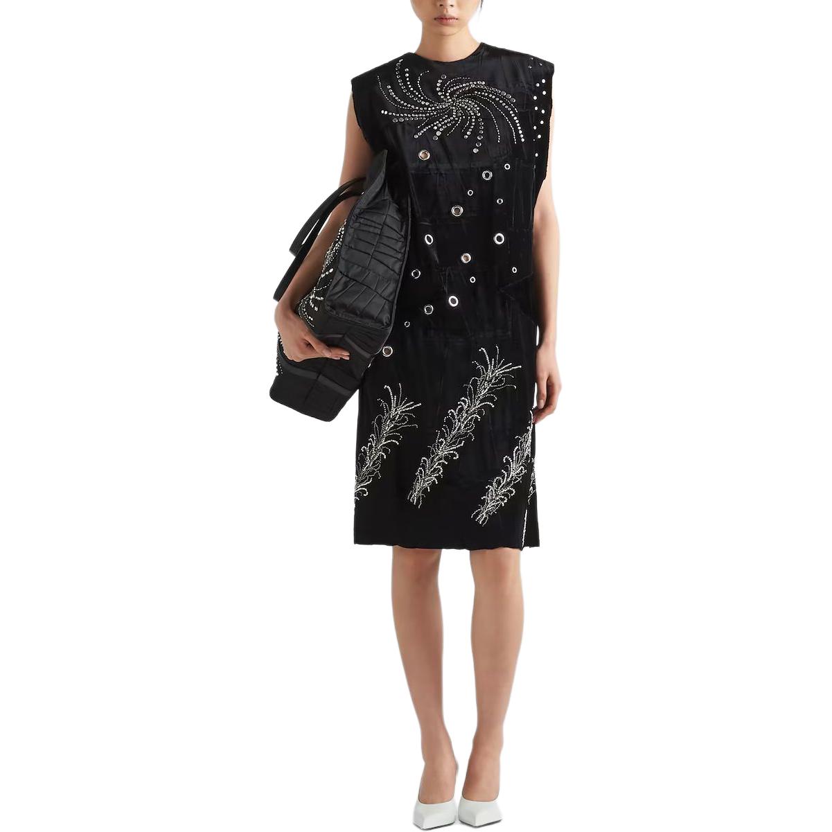 PRADA Embroidered Georgette Sleeveless Dress