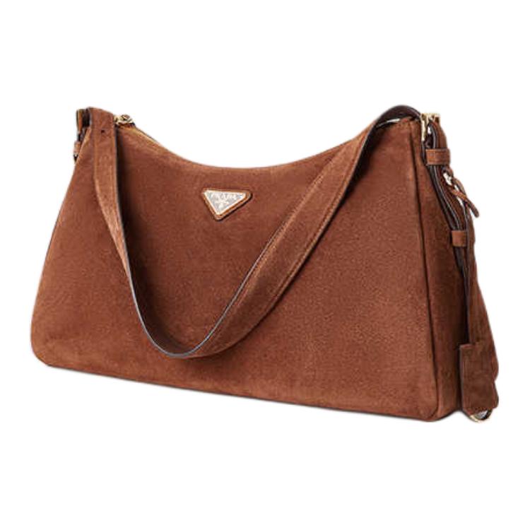 PRADA Cow Leather Shoulder Bag Tubas Women's Cocoa Brown
