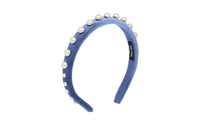 MIU MIU Velvet, Artificial Pearl Headbands Women's Blue