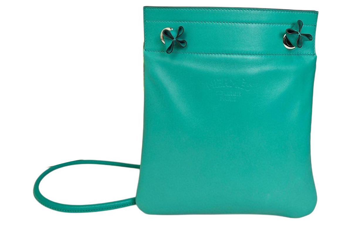 HERMES Aline Milo Sheepskin With Swift Leather Shoulder Bag Crossbody Bag Mini Unisex Dark Green