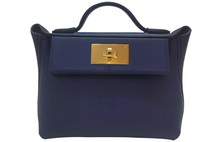 HERMES 24/24 Evercolor With Swift Calfskin Handbag Shoulder Bag Crossbody Bag Mini Women's Sapphire Blue