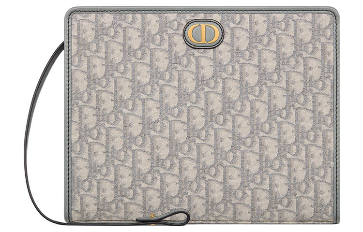 DIOR 30 Montaigne Fabric Toiletry Bags Clutches Medium Size Women's Gray