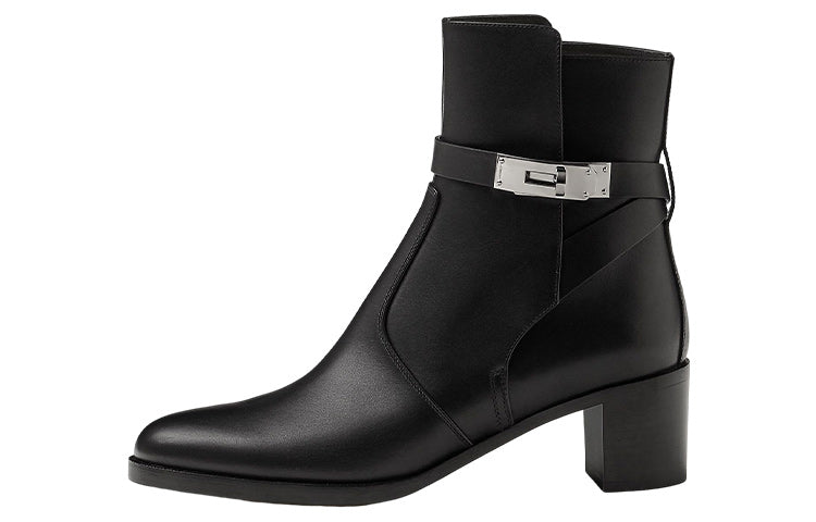HERMES Frenchie Fashion Ankle Boots 5cm Women's Black