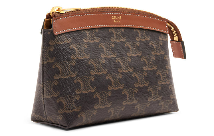 CELINE Cow Leather Clutch Small Size Women's Tawny