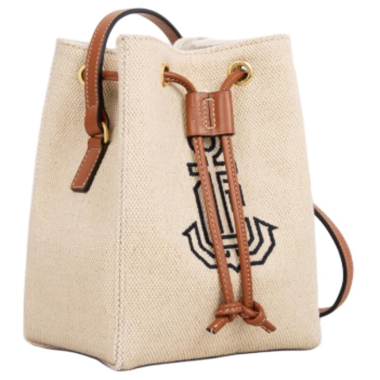 CELINE Fabric With Cow Leather Crossbody Bag, Shoulder Bag Mini Women's Natural & Tan