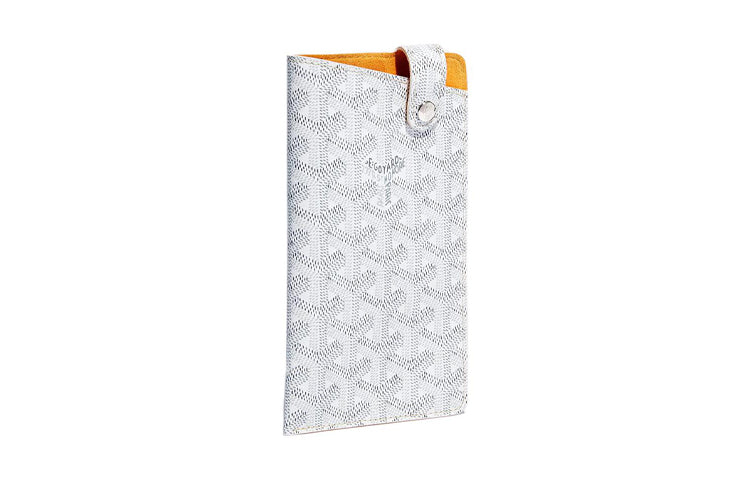 GOYARD Montmartre Canvas With Leather Cell Phone Pouch Large Size Unisex White