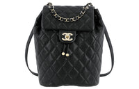CHANEL Cow Leather Salzburg Backpack Large Size Women's Black