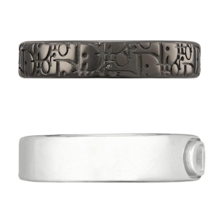 DIOR Sterling Silver Rings Men's Black/White