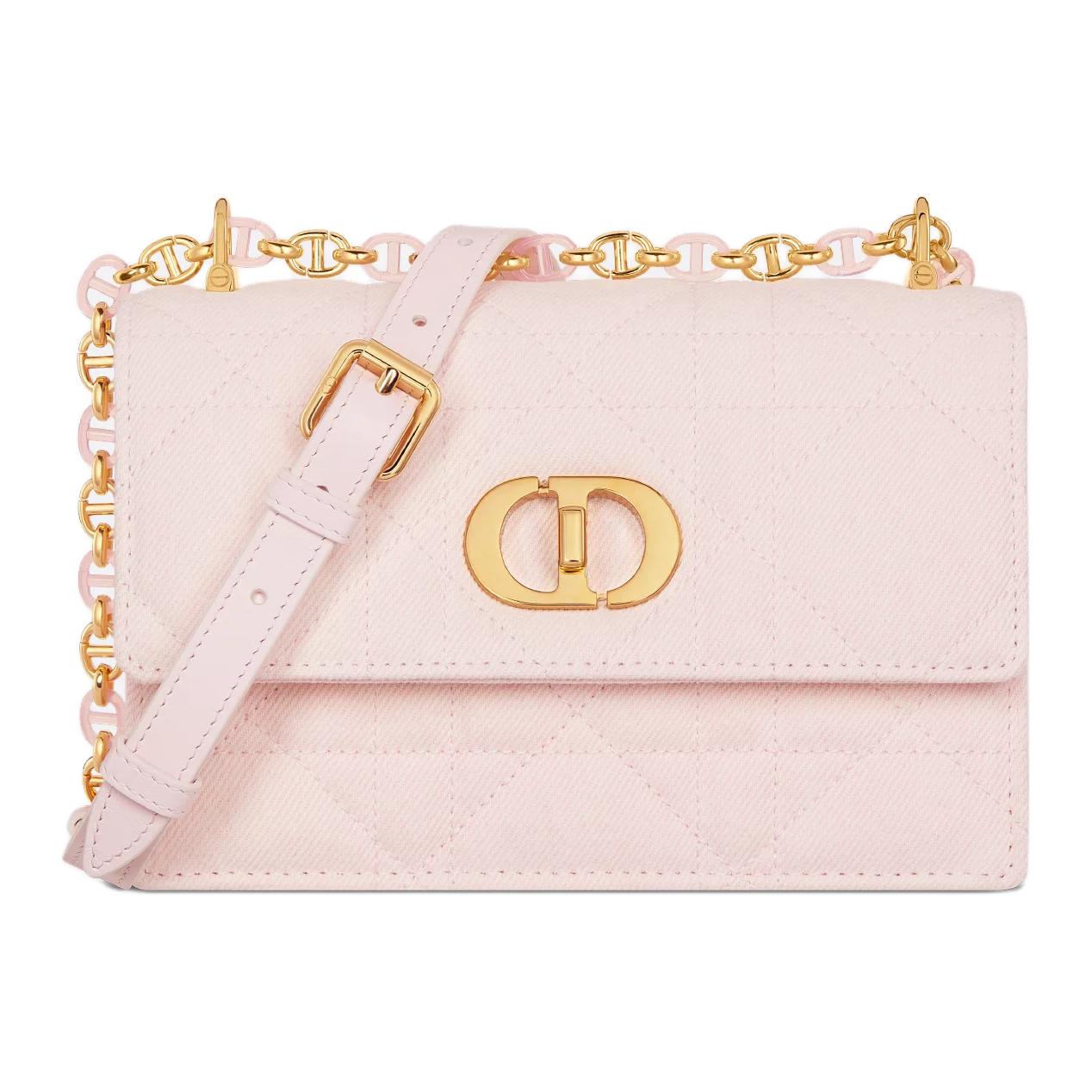 DIOR Denim Fabric Portable Crossbody Bag, Shoulder Bag Mini Women's Pink