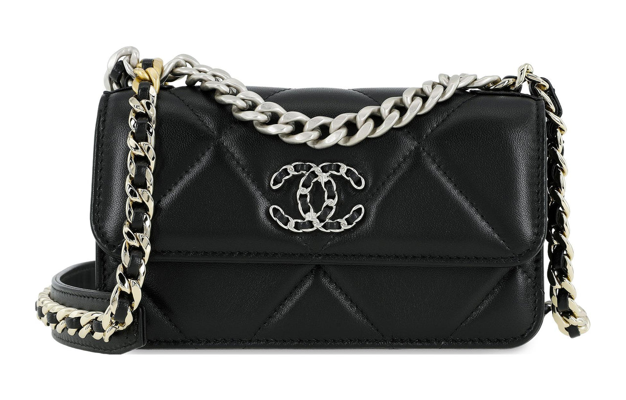 CHANEL 19Bag Sheepskin Shoulder Bag Crossbody Bag Regular Women's Black
