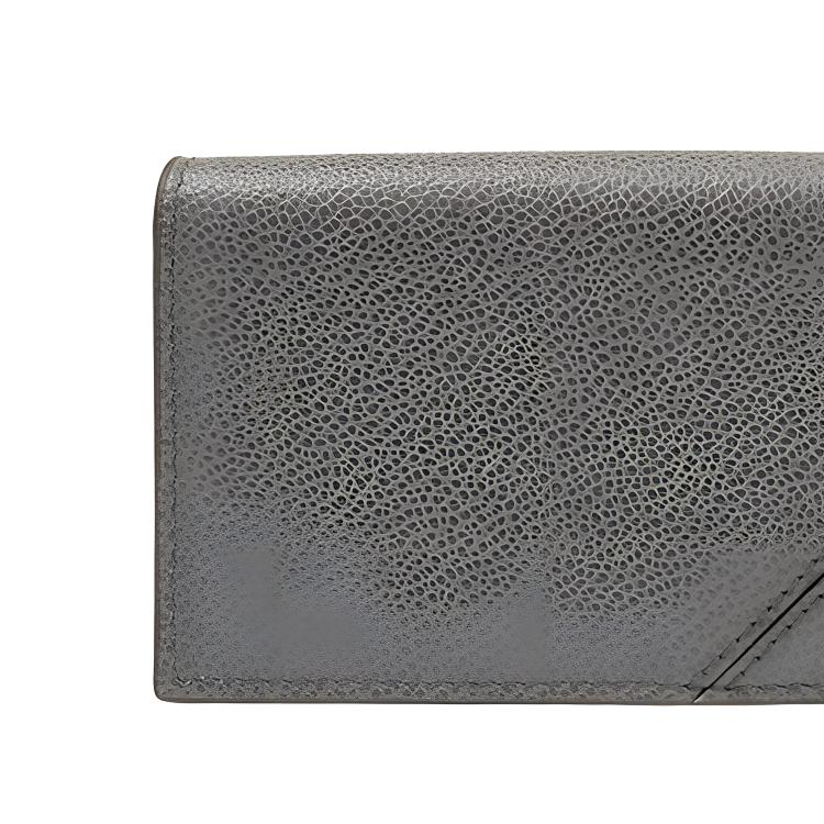 PRADA Cow Leather Card Clip Wallets Women's Gray