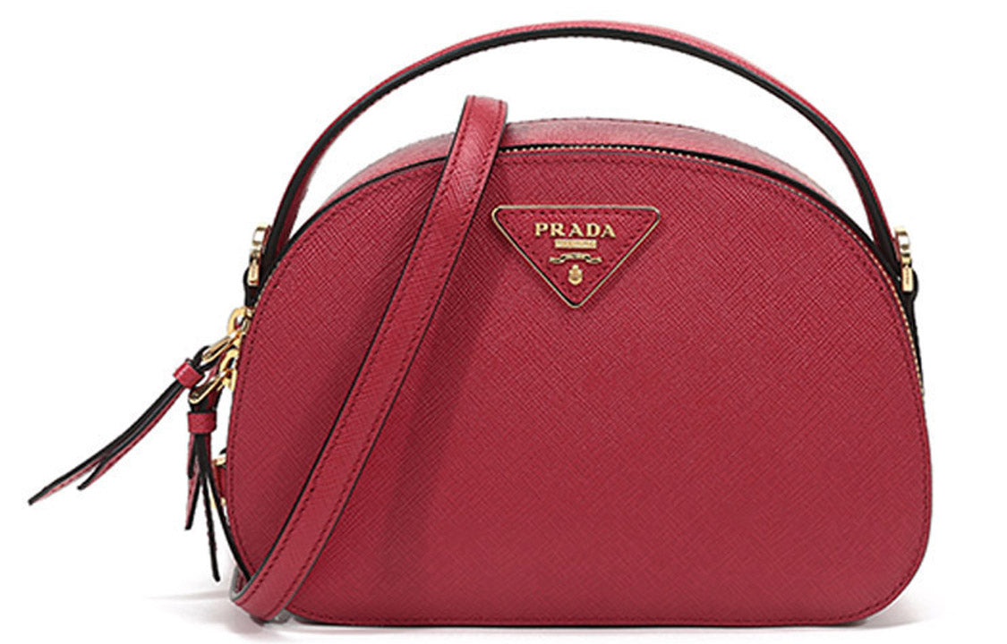 PRADA Cow Leather Crossbody Bag Handbag Shoulder Bag Women's Red