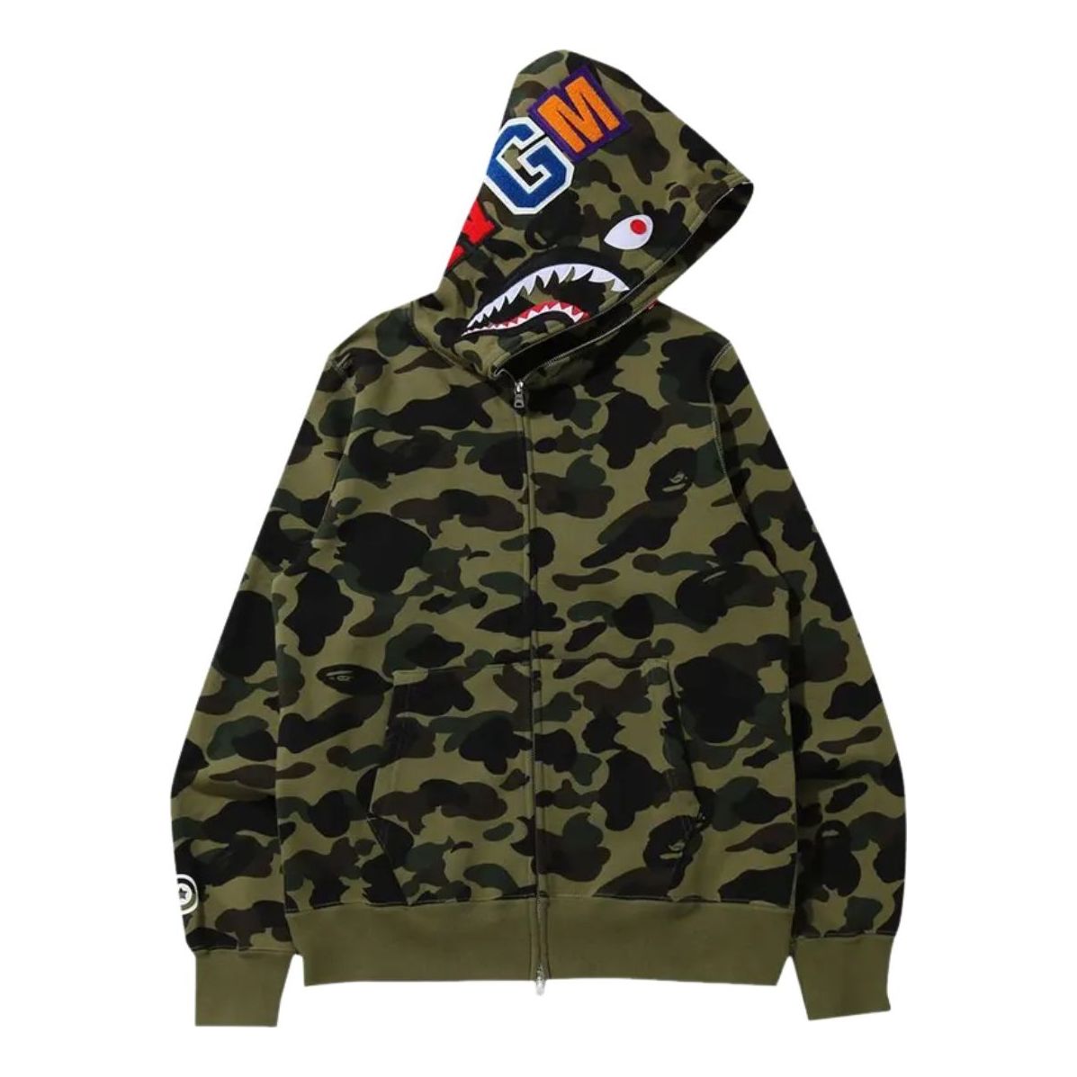 A Bathing Ape 1ST Camo Shark Full Zip Hoodie 'Green' 1L80-115-007-GREEN