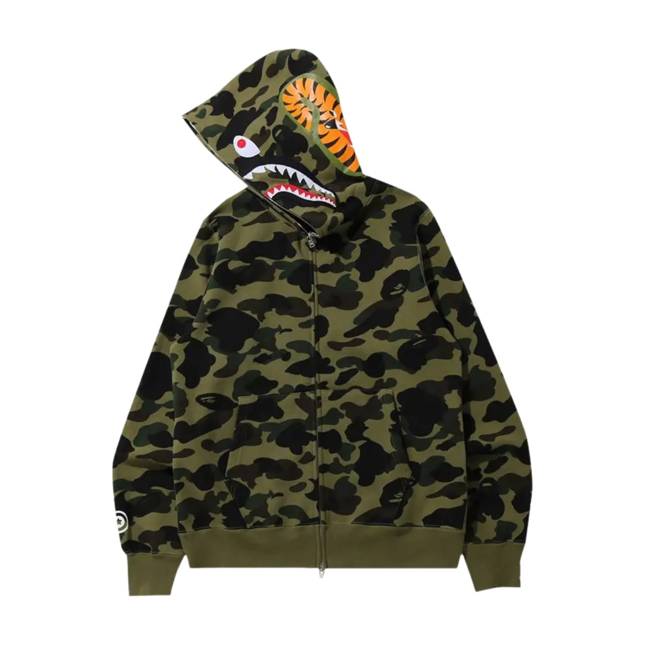 A Bathing Ape 1ST Camo Shark Full Zip Hoodie 'Green' 1L80-115-007-GREEN