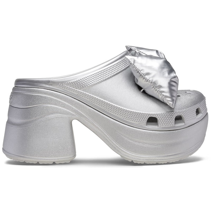 (WMNS) Crocs Siren Metallic Bow Clogs 'Silver' 210050-0P1