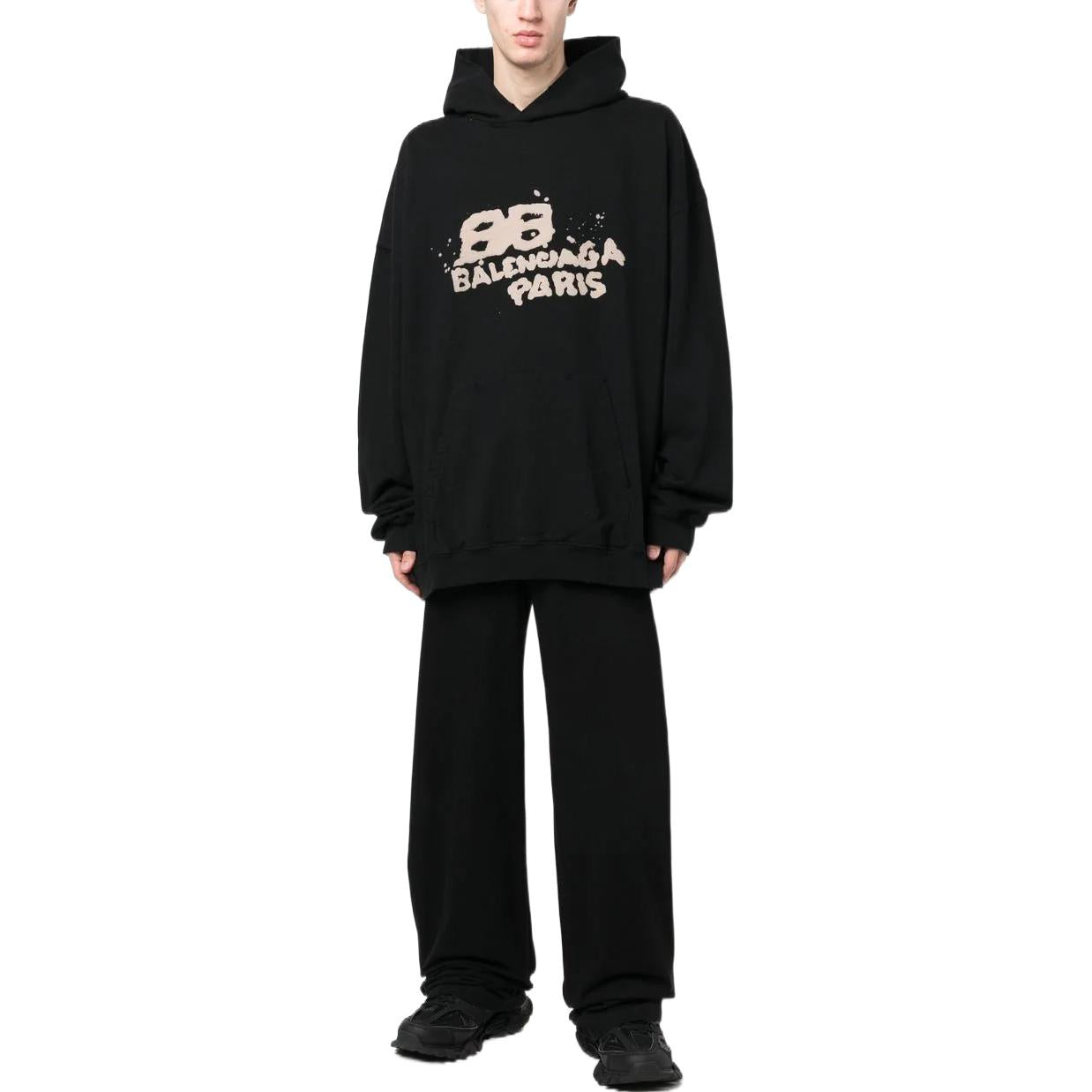 Balenciaga Hand-Drawn BB Icon Hoodie Large Fit 'Black' 620973TNVQ11059