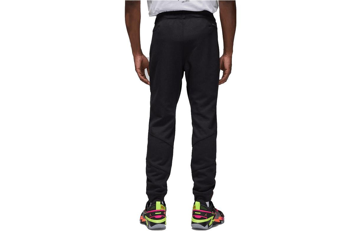 Men's Air Jordan Solid Color Printing Logo Lacing Bundle Feet Sports Pants/Trousers/Joggers Black DQ7320-010