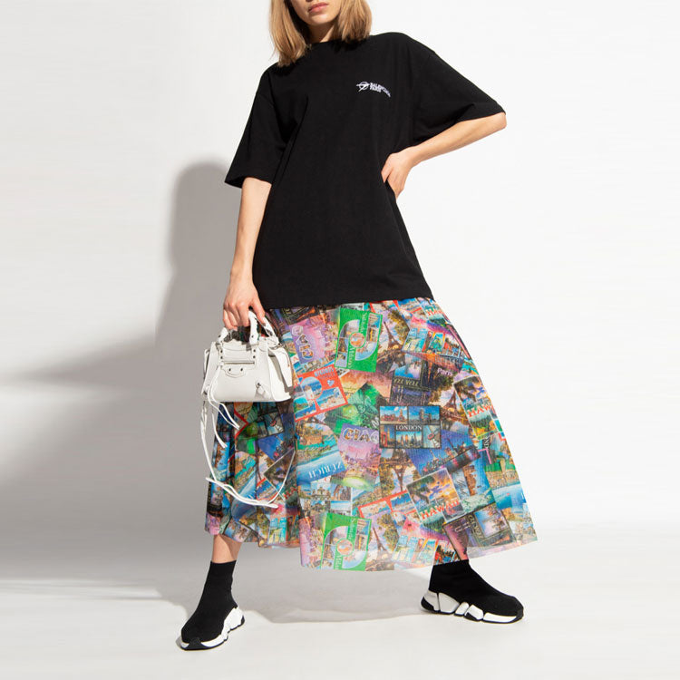 Balenciaga SS21 Embroidered Short Sleeve Black 641655TKV861070