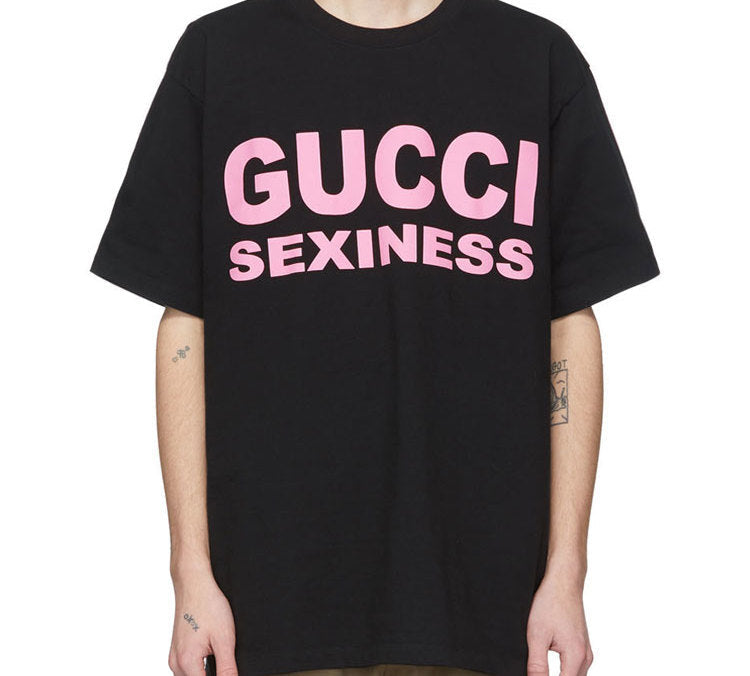 Gucci Pink Alphabet Printing Short Sleeve Black 616036-XJCK1-1024
