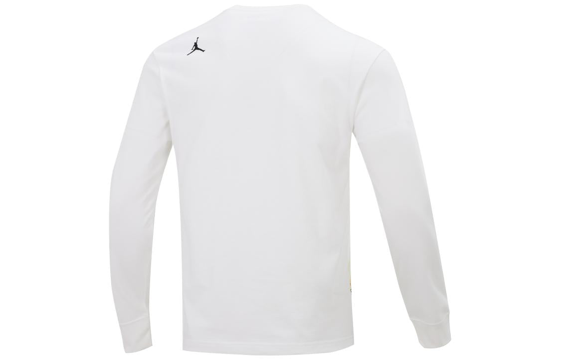 Men's Jordan Athleisure Casual Sports Breathable Printing Long Sleeves White T-Shirt DH8907-100