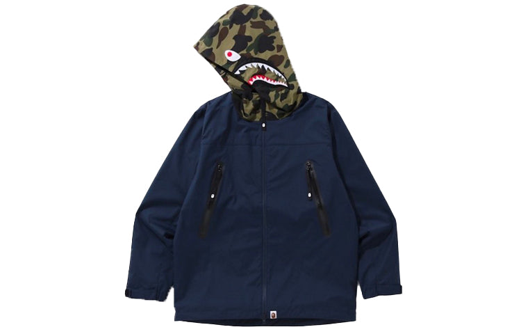 A Bathing Ape Shark Hood Jacket 'Navy' 1F70-140-009
