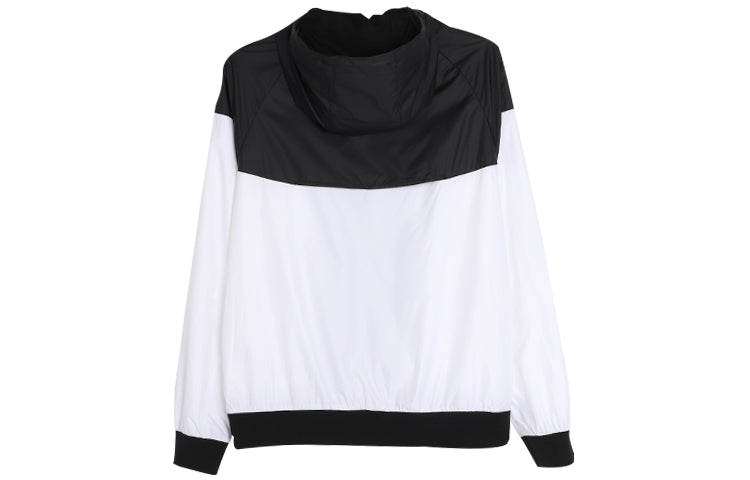 Nike Woven Windproof Athleisure Casual Sports Colorblock Hooded Jacket Black White AJ7936-100
