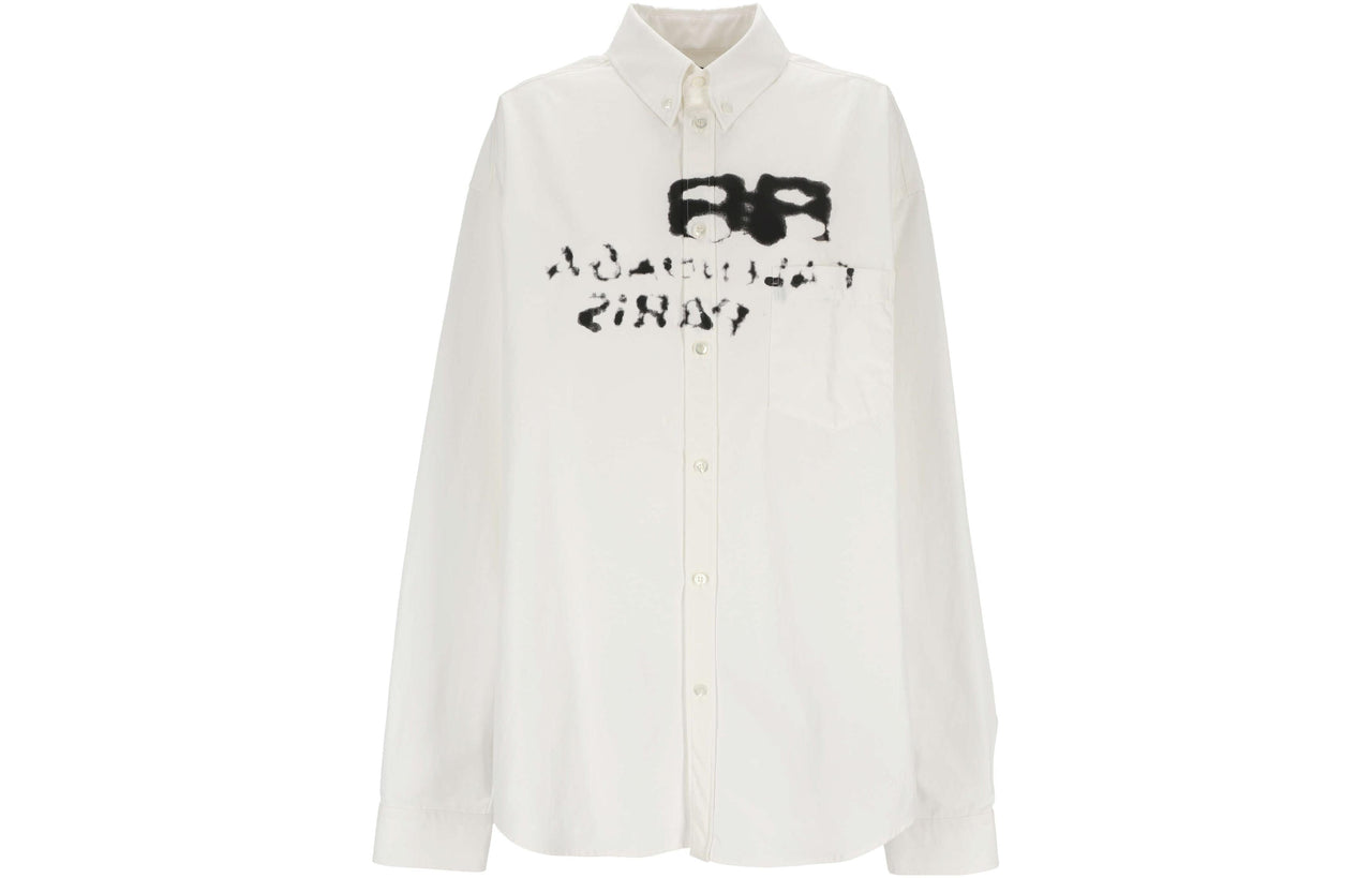Balenciaga Hand-Drawn BB Long Sleeve Shirt Oversized 'White' 725722TYB189000