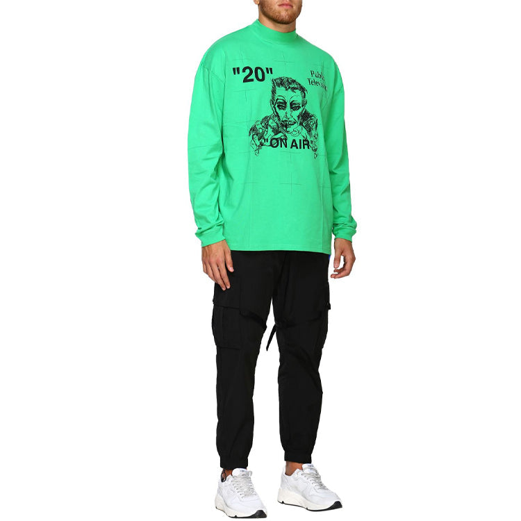 Off-White Logo Portrait Embroidered Long Sleeves Unisex Green OMAB032F191850184010