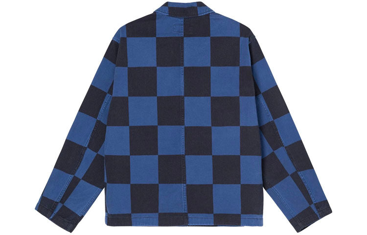 Stussy Unisex Big OL Check Chore Coat Jacket Blue 115573